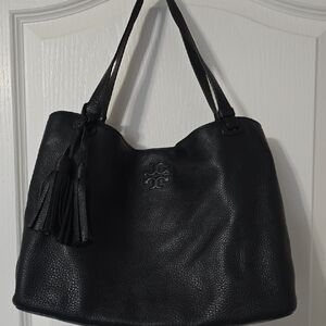 Tory Burch Black Pebbled Leather Shoulder Bag